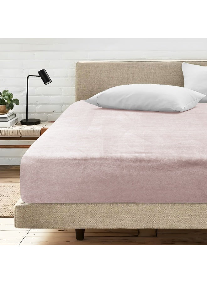 Morano Viva Luxury Velvet Fitted Sheet – Super King (200x200x25cm) – Ultra-Soft 100% Microfiber Bedding with All-Around Elastic & Easy-Fit Side Labels – Breathable & Wrinkle-Resistant (Blush) - Image 1